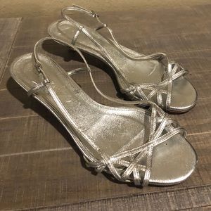 J. Crew metallic kitten heel sandals, size 7